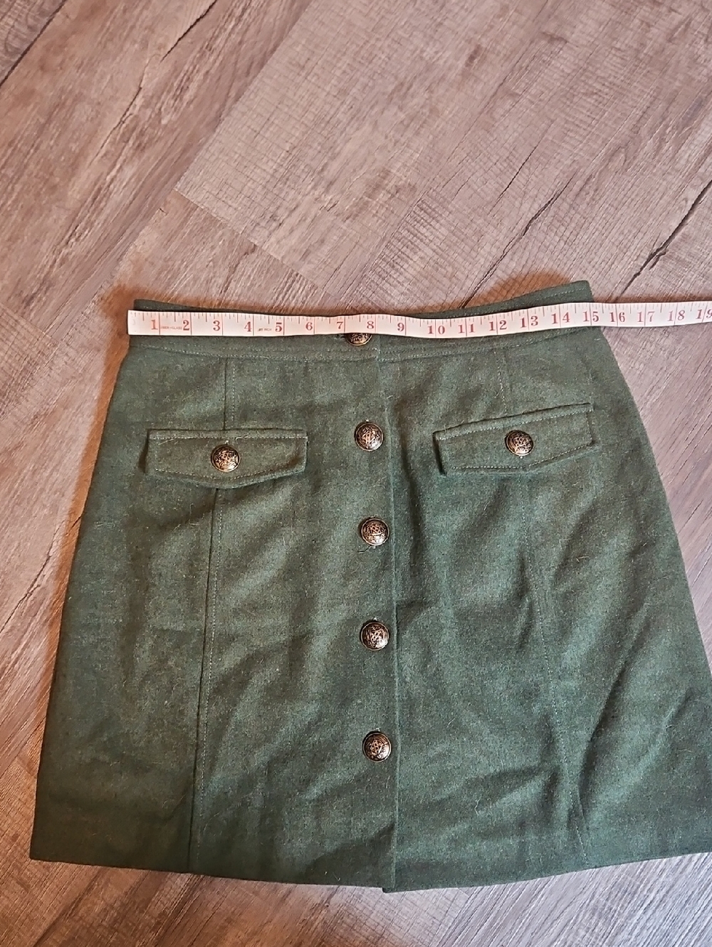 Modcloth Olive Green Button-Front Mini Skirt - Picture 2 of 9